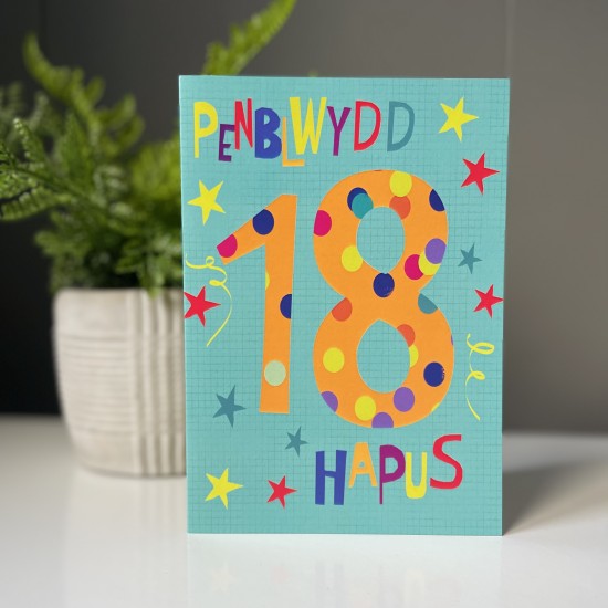 Cardyn Penblwydd 18 Oed - 18 Year Old Birthday Card