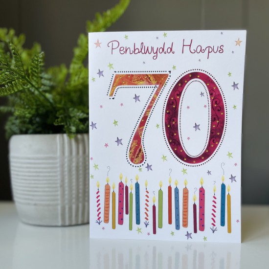 Cardyn Penblwydd 70 Oed - 70 Year Old Birthday Card