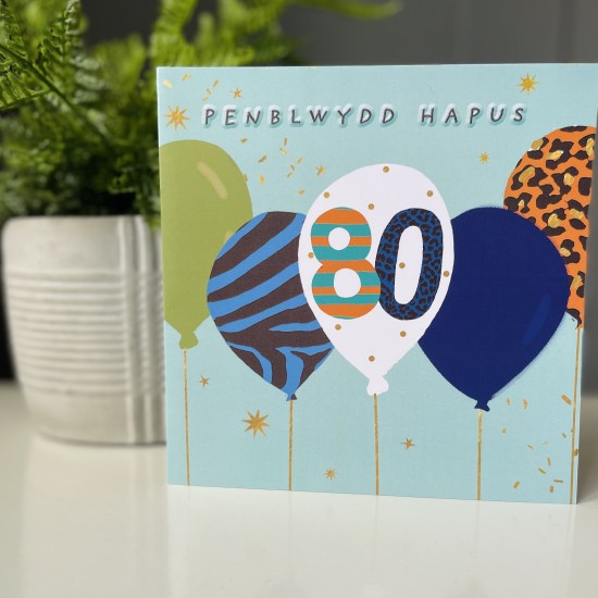 Cardyn Penblwydd 80 Oed - 80 Year Old Birthday Card