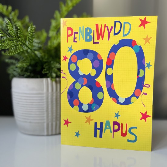 Cardyn Penblwydd 80 Oed - 80 Year Old Birthday Card