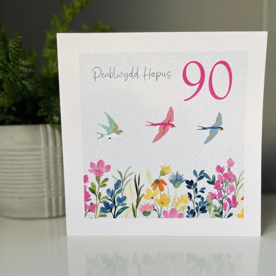 Cardyn Penblwydd 90 Oed - 90 Year Old Birthday Card