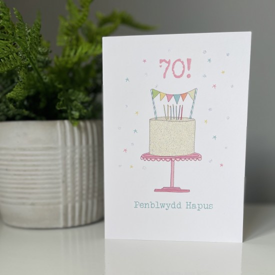 Cardyn Penblwydd 70 Oed - 70 Year Old Birthday Card 