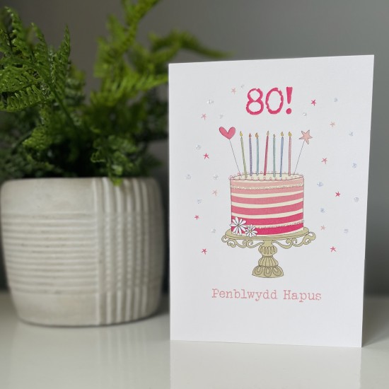 Cardyn Penblwydd 80 Oed - 80 Year Old Birthday Card 